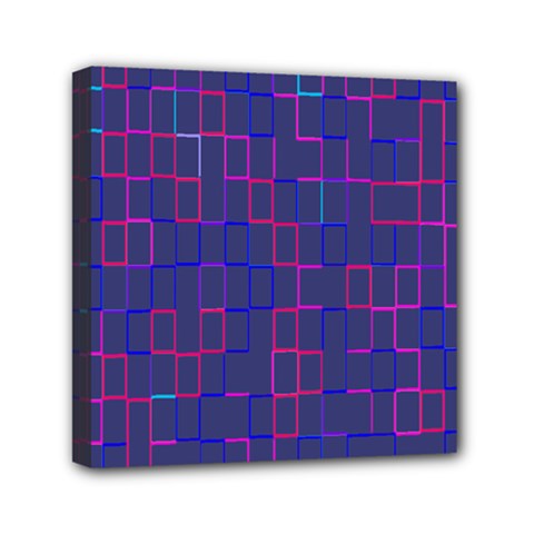 Grid Lines Square Pink Cyan Purple Blue Squares Lines Plaid Mini Canvas 6  X 6  by Mariart