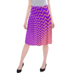 Original Resolution Wave Waves Chevron Pink Purple Midi Beach Skirt by Mariart