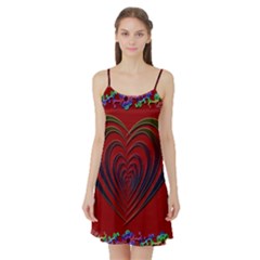 Red Heart Colorful Love Shape Satin Night Slip by Nexatart