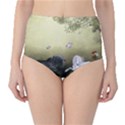 Wonderful Whte Unicorn With Black Horse High-Waist Bikini Bottoms View1