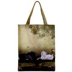 Wonderful Whte Unicorn With Black Horse Zipper Classic Tote Bag by FantasyWorld7