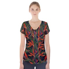 Bird Of Paradise Short Sleeve Front Detail Top by Valentinaart