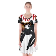 Kung Fu  Short Sleeve V-neck Flare Dress by Valentinaart