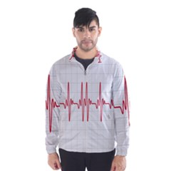 Cardiogram Vary Heart Rate Perform Line Red Plaid Wave Waves Chevron Wind Breaker (men) by Mariart