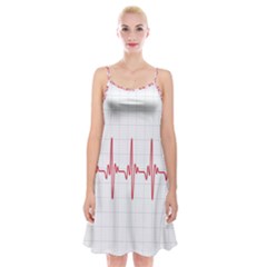 Cardiogram Vary Heart Rate Perform Line Red Plaid Wave Waves Chevron Spaghetti Strap Velvet Dress by Mariart