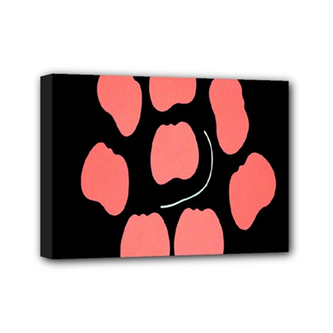 Craft Pink Black Polka Spot Mini Canvas 7  X 5  by Mariart