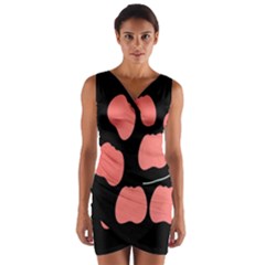 Craft Pink Black Polka Spot Wrap Front Bodycon Dress by Mariart