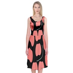 Craft Pink Black Polka Spot Midi Sleeveless Dress by Mariart