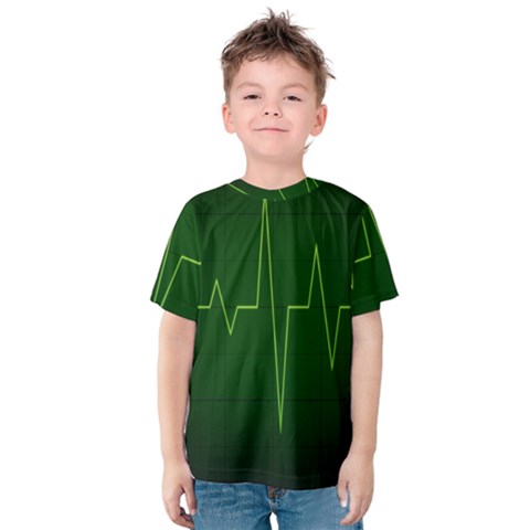 Heart Rate Green Line Light Healty Kids  Cotton Tee by Mariart