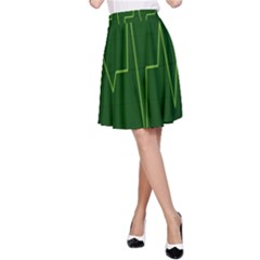 Heart Rate Green Line Light Healty A-line Skirt by Mariart