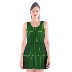 Heart Rate Green Line Light Healty Scoop Neck Skater Dress by Mariart