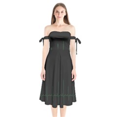 Heart Rate Line Green Black Wave Chevron Waves Shoulder Tie Bardot Midi Dress by Mariart