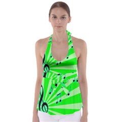 Music Notes Light Line Green Babydoll Tankini Top by Mariart