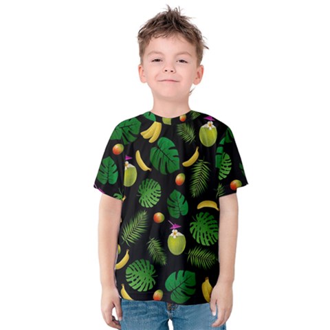 Tropical Pattern Kids  Cotton Tee by Valentinaart