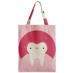 Sad Tooth Pink Zipper Classic Tote Bag by Mariart