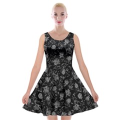 Floral Pattern Velvet Skater Dress by ValentinaDesign