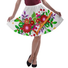 Heart Flowers Sign A-line Skater Skirt by Nexatart