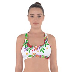 Heart Flowers Sign Cross Back Sports Bra by Nexatart