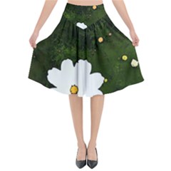 Daisies In Green Flared Midi Skirt by DeneWestUK