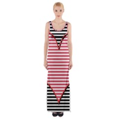 Heart Stripes Symbol Striped Maxi Thigh Split Dress by Nexatart