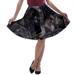 Dark Purple Roses A-line Skater Skirt by LovelyDesigns4U