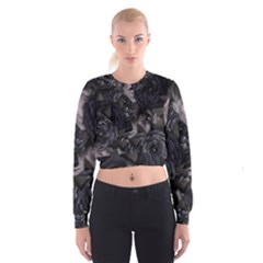 Dark Purple Roses Cropped Sweatshirt by LovelyDesigns4U