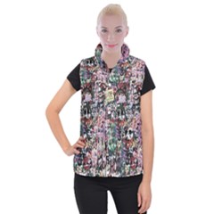 Graffiti Wall Pattern Background Women s Button Up Puffer Vest by Nexatart