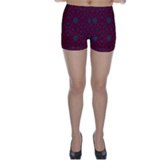 Blue Hot Pink Pattern With Woody Circles Skinny Shorts by Nexatart