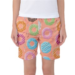 Doughnut Bread Donuts Orange Women s Basketball Shorts by Mariart