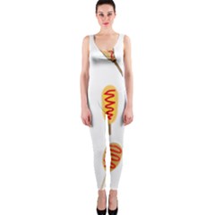 Hot Dog Buns Sate Sauce Bread Onepiece Catsuit by Mariart