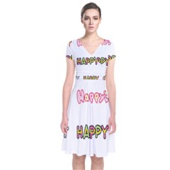 Lucky Happt Good Sign Star Short Sleeve Front Wrap Dress by Mariart