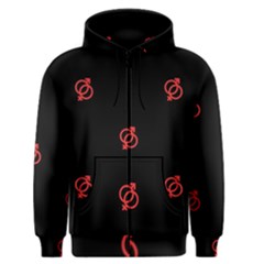 Seamless Pattern With Symbol Sex Men Women Black Background Glowing Red Black Sign Men s Zipper Hoodie by Mariart