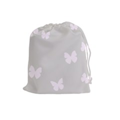 Butterfly Silhouette Organic Prints Linen Metallic Synthetic Wall Pink Drawstring Pouches (large)  by Mariart