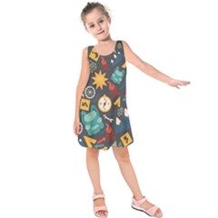 Compass Cypress Chair Arrow Wheel Star Mountain Kids  Sleeveless Dress by Mariart