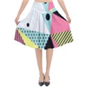 Geometric Polka Triangle Dots Line Flared Midi Skirt View1