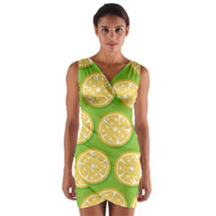 Lime Orange Yellow Green Fruit Wrap Front Bodycon Dress by Mariart