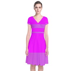 Line Pink Short Sleeve Front Wrap Dress by Mariart