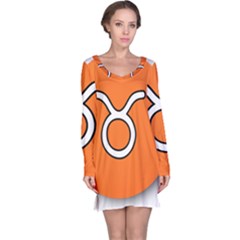 Taurus Symbol Sign Orange Long Sleeve Nightdress by Mariart