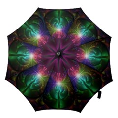 Anodized Rainbow Eyes And Metallic Fractal Flares Hook Handle Umbrellas (medium) by jayaprime