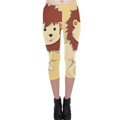 Happy Cartoon Baby Lion Capri Leggings  by Catifornia