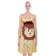 Happy Cartoon Baby Lion Spaghetti Strap Velvet Dress by Catifornia