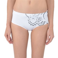 White Gears Asymmetrical (with Border) Mid-waist Bikini Bottoms by Brini