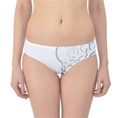 White Gears Asymmetrical (with Border) Hipster Bikini Bottoms by Brini