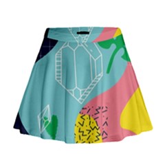 Behance Feelings Beauty Waves Blue Yellow Pink Green Leaf Mini Flare Skirt by Mariart