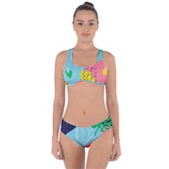 Behance Feelings Beauty Waves Blue Yellow Pink Green Leaf Criss Cross Bikini Set by Mariart