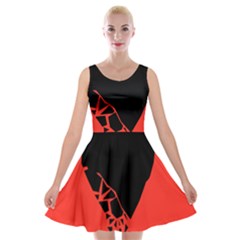 Broken Heart Tease Black Red Velvet Skater Dress by Mariart