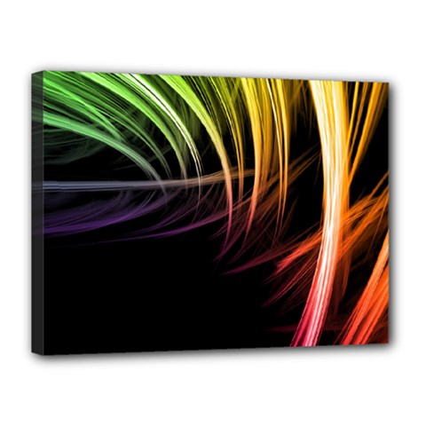 Colorful Abstract Fantasy Modern Green Gold Purple Light Black Line Canvas 16  X 12  by Mariart