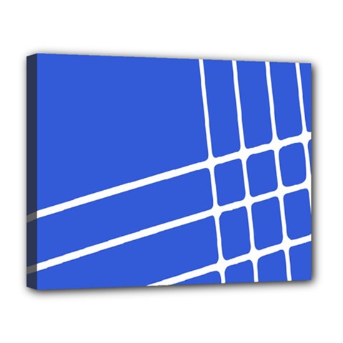 Line Stripes Blue Canvas 14  X 11  by Mariart