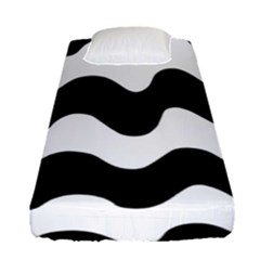 Lokki Cotton White Black Waves Fitted Sheet (single Size) by Mariart