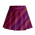 Maroon Striped Texture Mini Flare Skirt View1